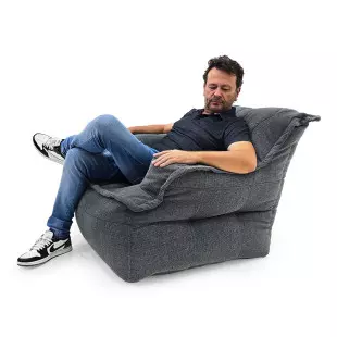 Puff Poltrono - Com enchimento de Pérolas de EPS Leve Premium Cinza Escuro