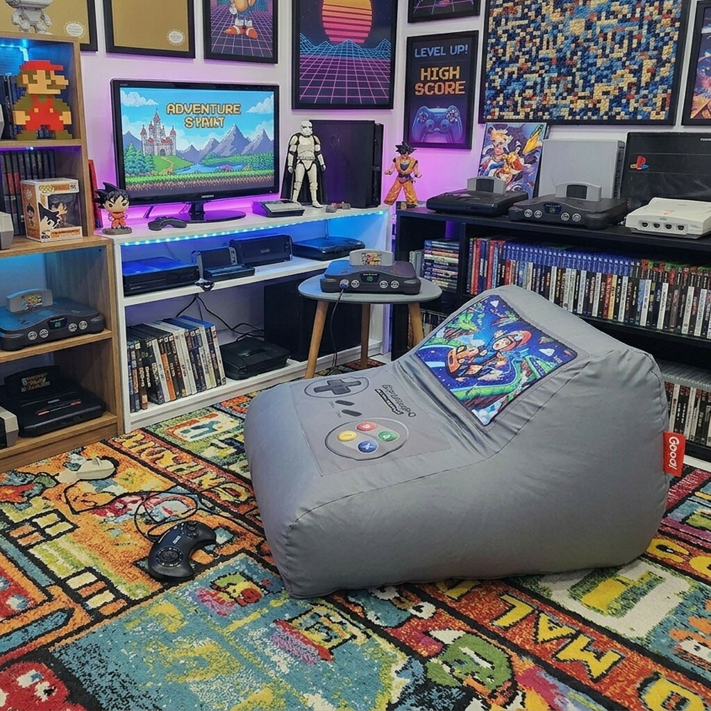 Puff GamePad Sensorial e Ergonômico Enchimento Pérolas 3mm Pufe Macio