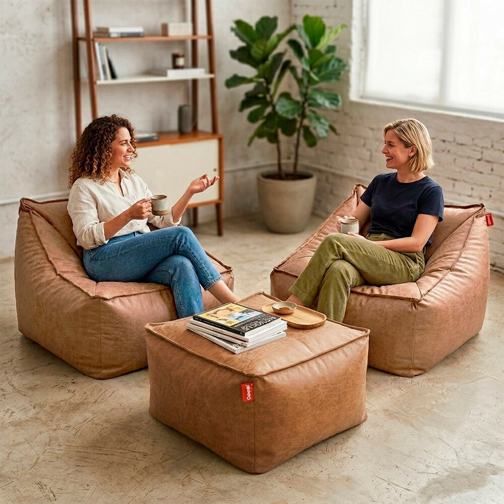 Conjunto Puff Poltrona Diana – 2 Poltronas + 1 Apoio de Pés | Conforto e Estilo