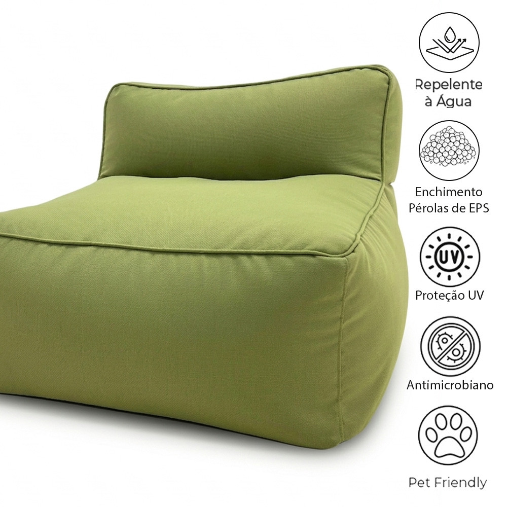 Kit Duplo Puff Brisa com Apoio - Kit para Área Externa - Cor Verde