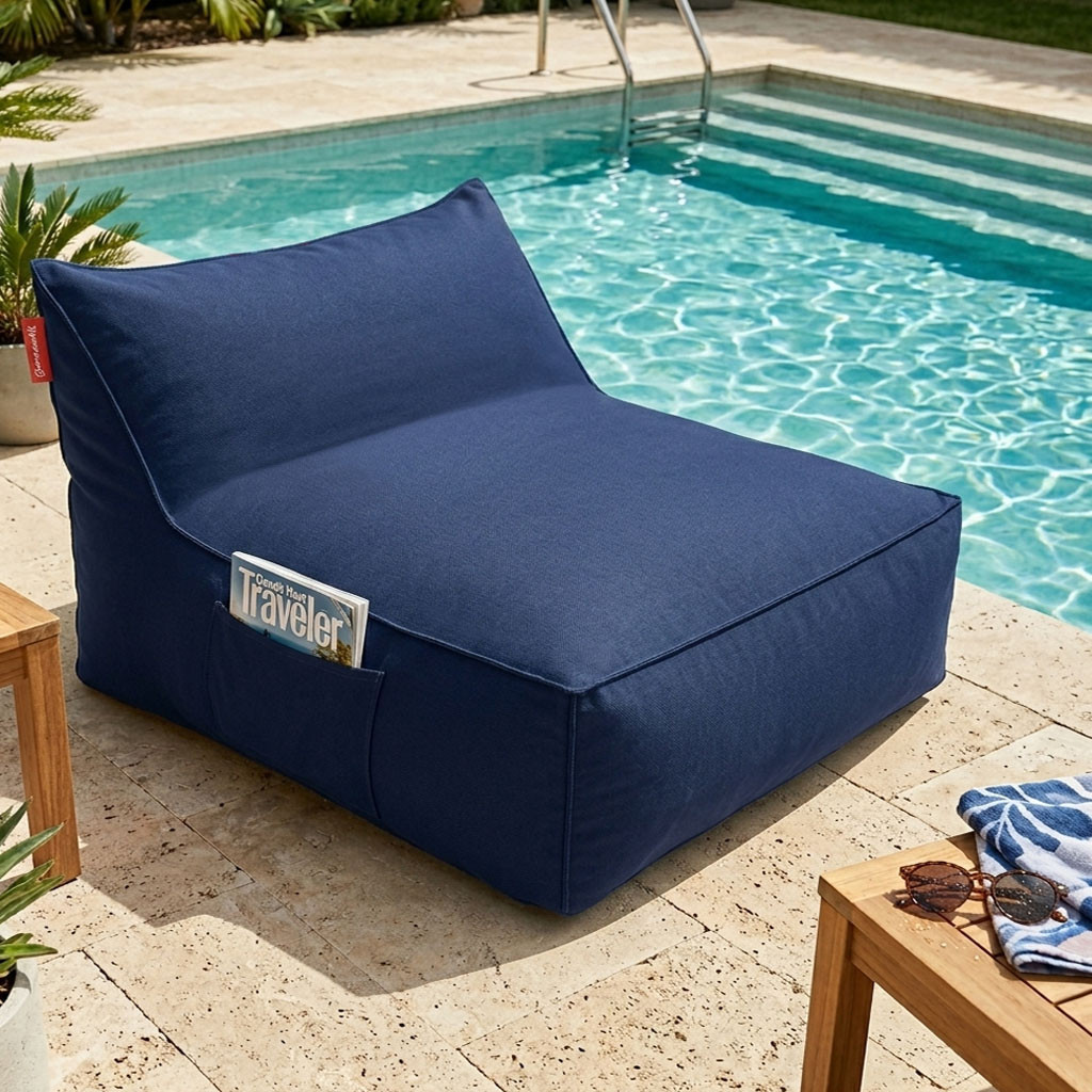Puff Solare - Chaise Lounge Outdoor - Cor Azul Marinho