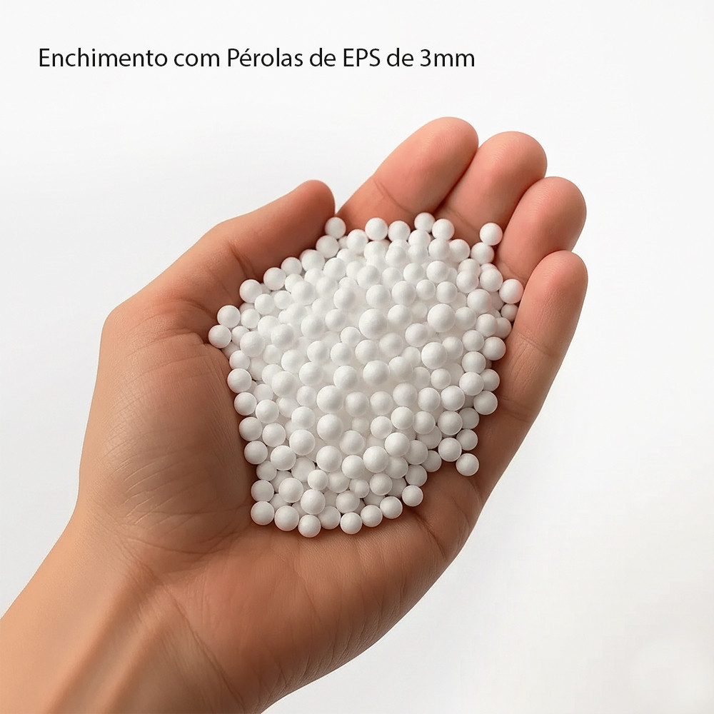 Puff de Apoio Núcleo Elegante e luxuosa Enchimento Pérolas 3mm  Pufe Macio Bege