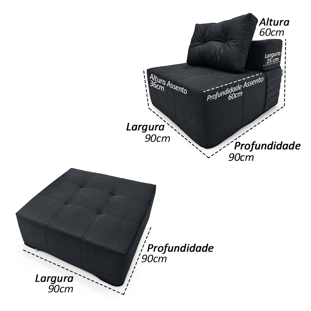 Poltronas Serena 2 Peças Modular Layout configurável tecido Nobuck