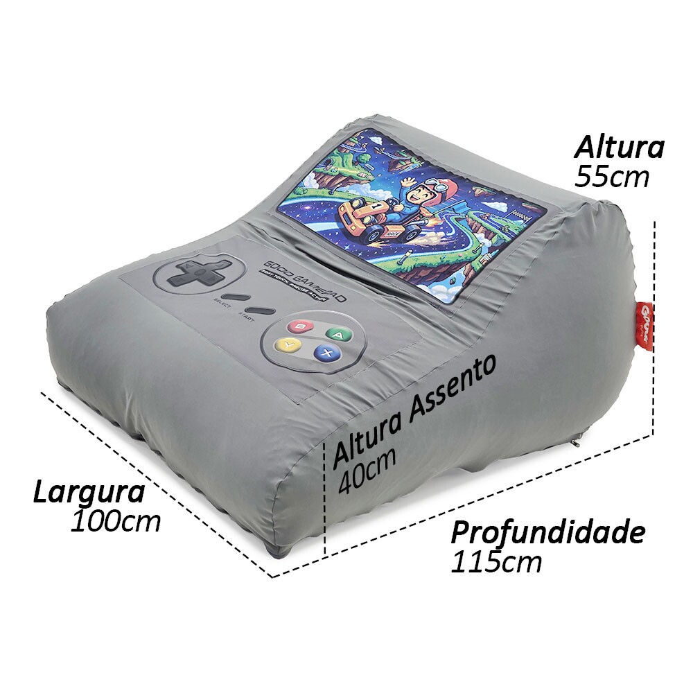 Puff GamePad Sensorial e Ergonômico Enchimento Pérolas 3mm Pufe Macio