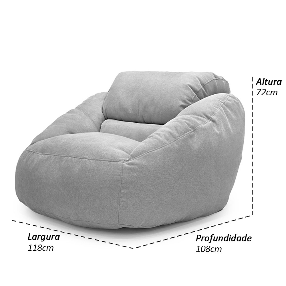 Poltrona Núcleo Elegante e luxuosa Enchimento Pérolas 3mm  Pufe Macio Bege