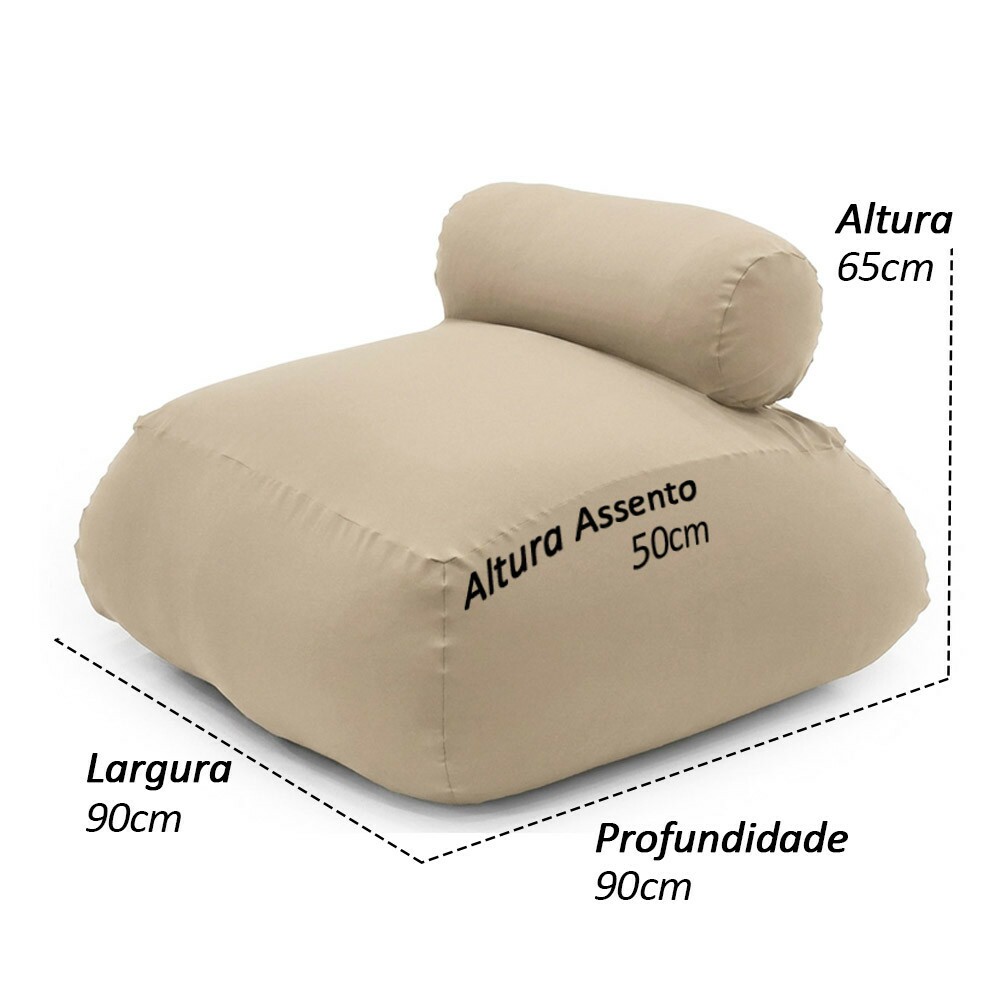 Puff Sensorial Relax com Encosto de Cabeça Conforto absurdo - Bege
