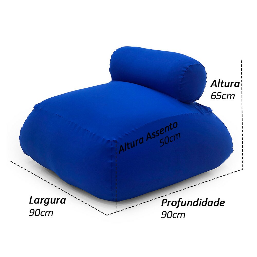 Puff Sensorial Relax com Encosto de Cabeça Conforto absurdo - Azul Royal