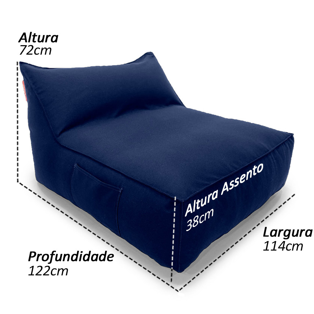 Puff Solare - Chaise Lounge Outdoor - Cor Azul Marinho