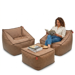 Conjunto Puff Poltrona Diana – 2 Poltronas + 1 Apoio de Pés | Conforto e Estilo