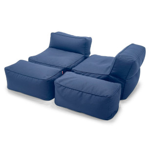 Kit Duplo Puff Brisa com Apoio - Kit para Área Externa - Cor Azul