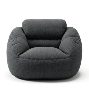 Poltrona Núcleo Elegante e luxuosa Enchimento Pérolas 3mm Pufe Macio Cinza