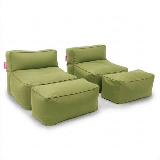 Kit Duplo Puff Brisa com Apoio - Kit para Área Externa - Cor Verde