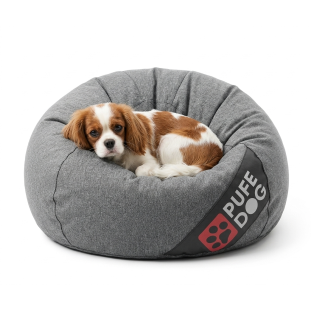 PUFF DOG Pufe Com Enchimento de Pérolas de EPS com Capa Removível - Cinza