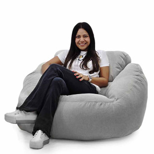 Poltrona Núcleo Elegante e luxuosa Enchimento Pérolas 3mm  Pufe Macio Bege