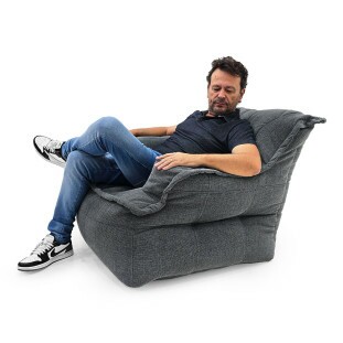 Puff Poltrono - Com enchimento de Pérolas de EPS Leve Premium Cinza Escuro