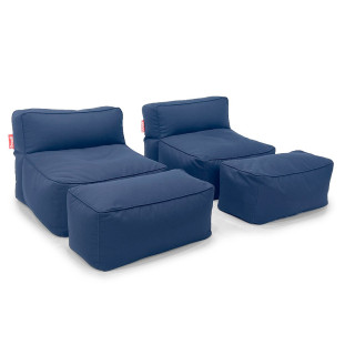 Kit Duplo Puff Brisa com Apoio - Kit para Área Externa - Cor Azul