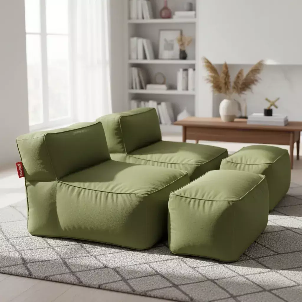 Kit Duplo Puff Brisa com Apoio - Kit para Área Externa - Cor Verde