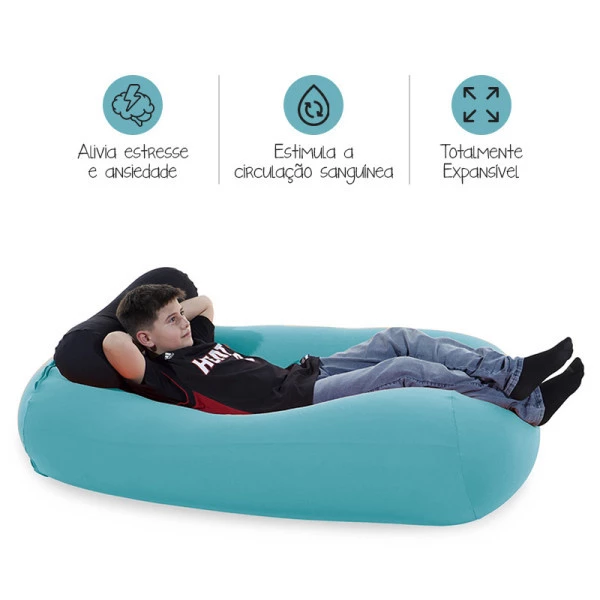 Puff Kevin - Puff com apoio de Cabeça feito em tecido Poliamida cor verde jade