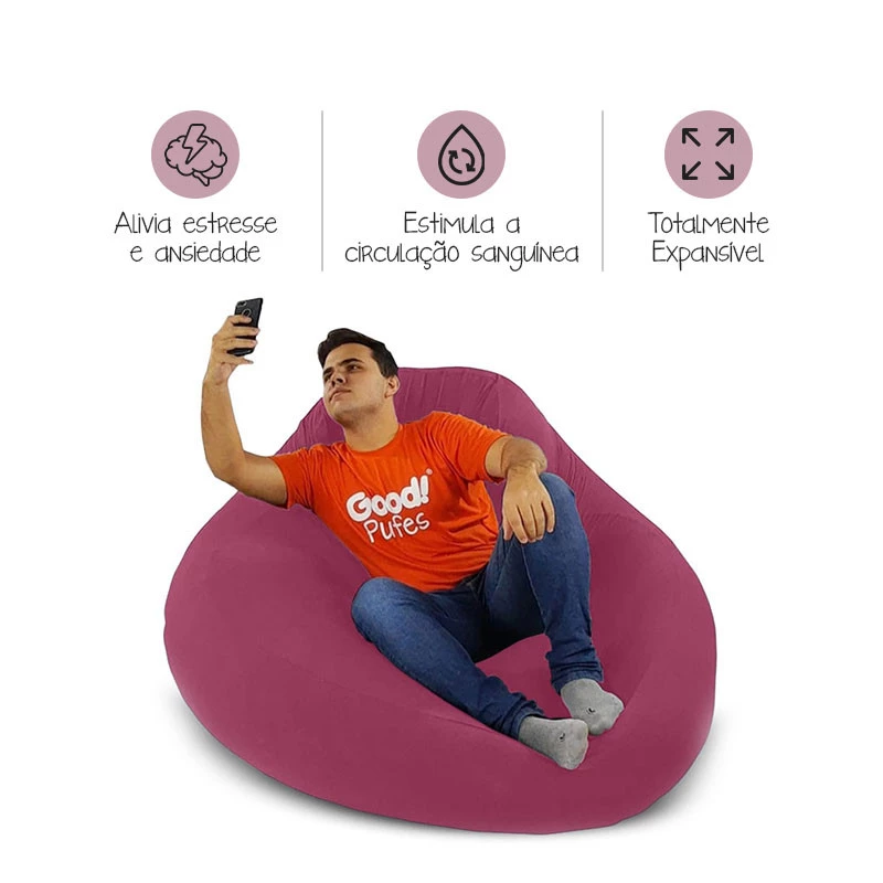 Puff Gamer Flex Cor Marsala - Tecido interno 100% Poliéster/sensorial