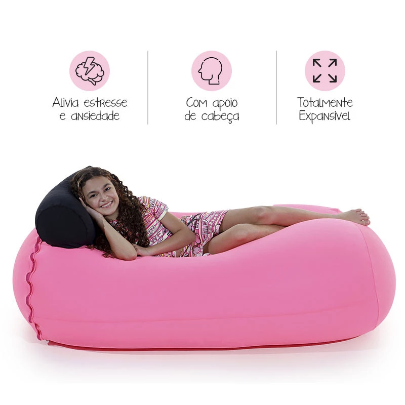 Puff Kevin - Puff com apoio de Cabeça feito em tecido Poliamida cor pink