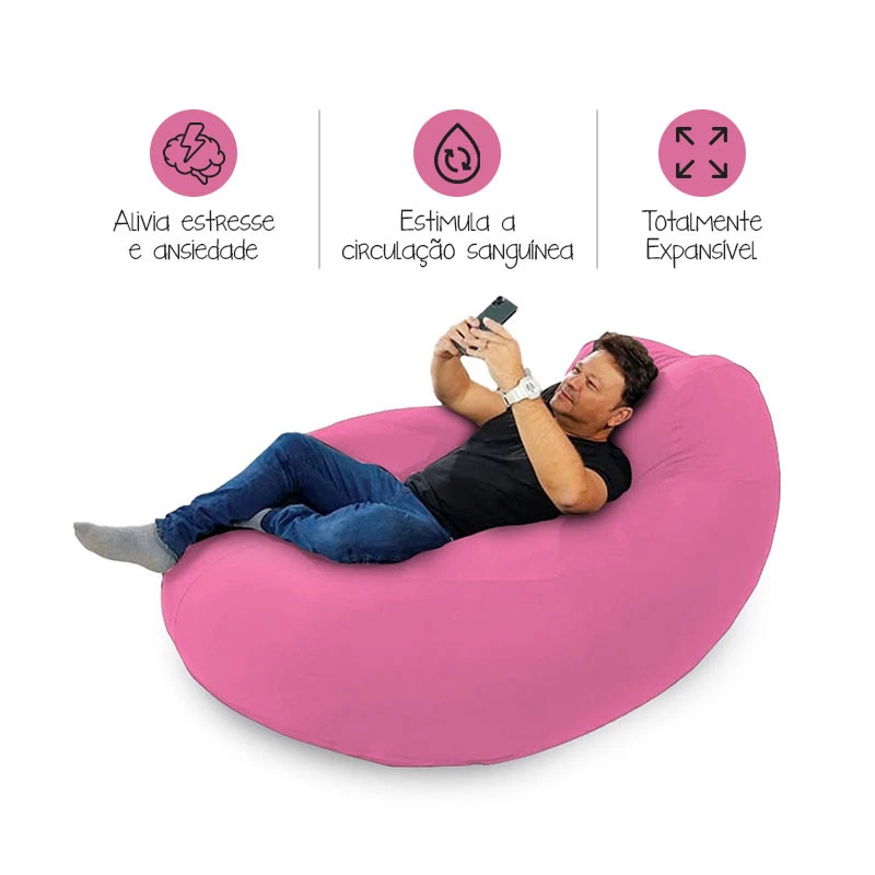Puff Gamer Flex Cor Pink - Sensorial, leve e macio/Enchimento pérolas de eps