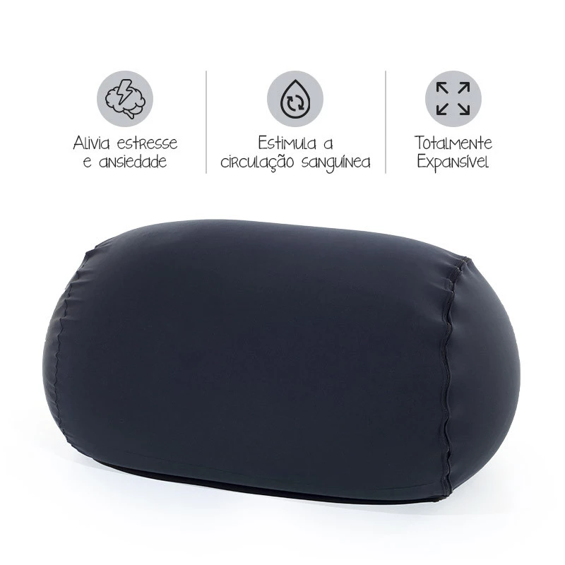 Puff Rollo - Sensorial e versátil com enchimento cor preto