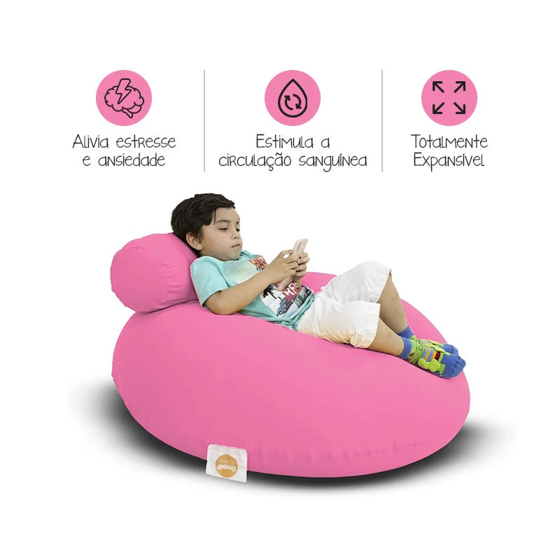 Puff G-Pouf Mini Cor Pink - Tecido interno 100% Poliéster/sensorial