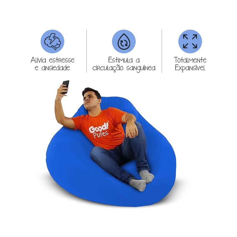 Puff Gamer Flex Cor Azul Royal - enchimento de pérolas de EPS