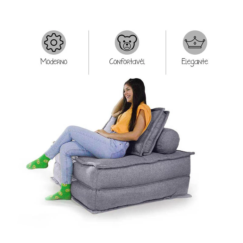 Sofá de chão Stella - Perfeita para deixar sua sala mais elegante - cor cinza