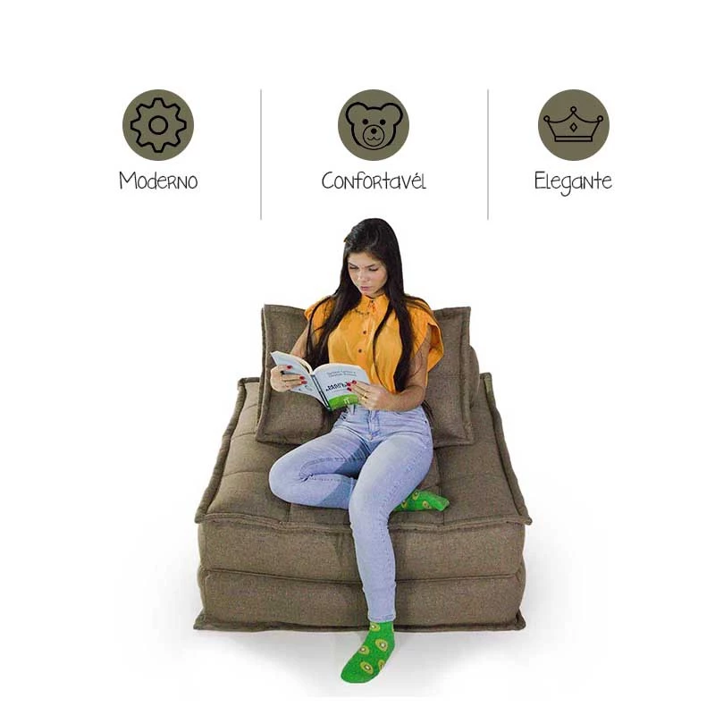 Sofá de chão Stella - poltrona leve e elegante - cor tabaco