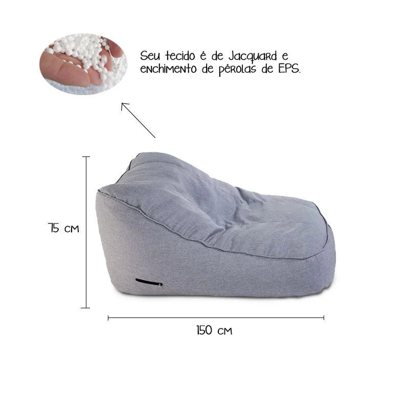 Chaise Lounge Hannah - Puff feito em tecido