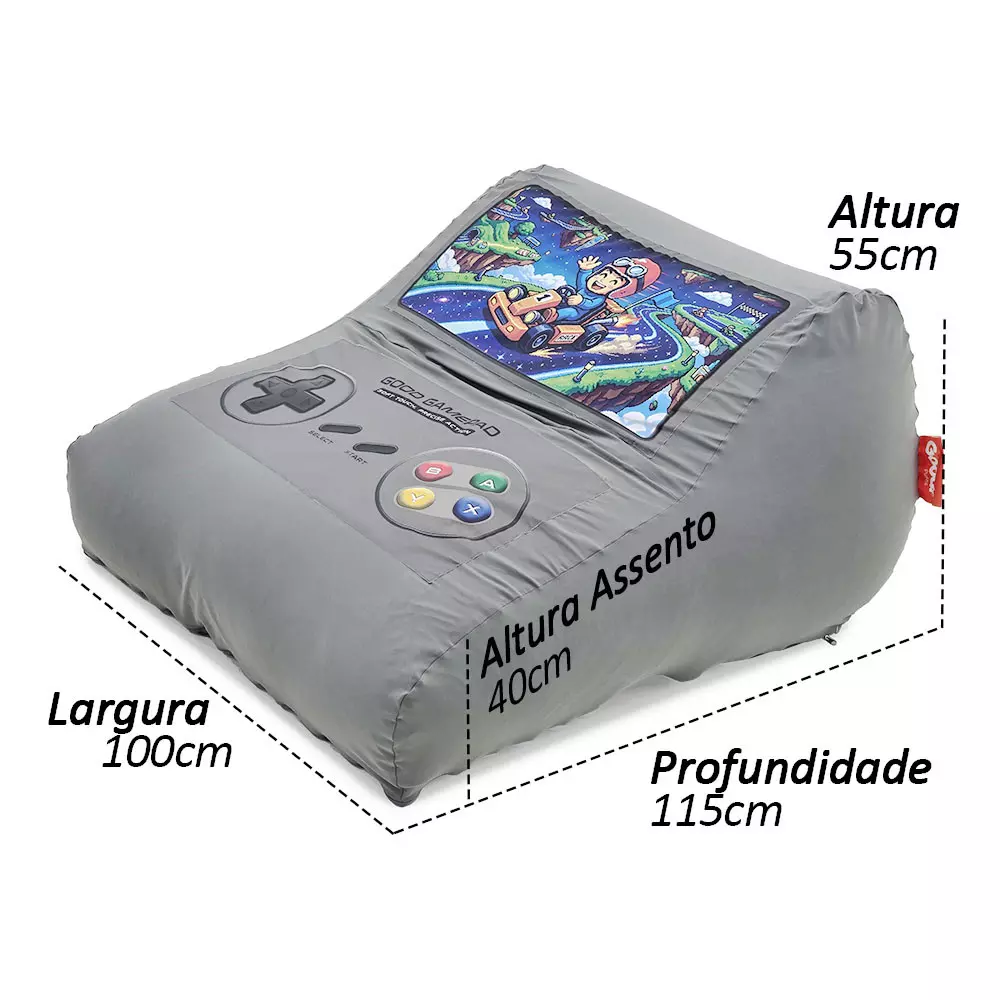 Puff GamePad Sensorial e Ergonômico Enchimento Pérolas 3mm Pufe Macio