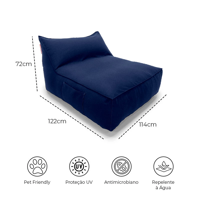 Puff Solare - Chaise Lounge Outdoor - Cor Azul Marinho