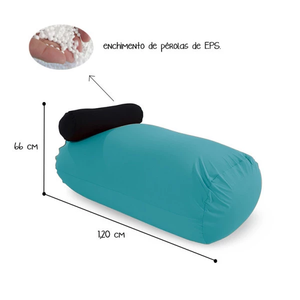 Puff Kevin - Puff com apoio de Cabeça feito em tecido Poliamida cor verde jade