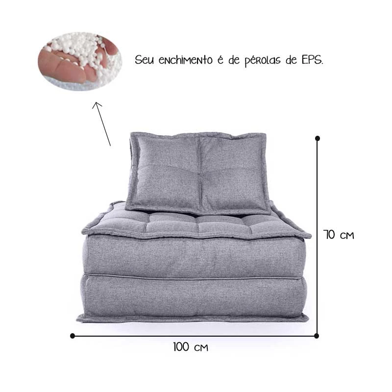 Sofá de chão Stella - Perfeita para deixar sua sala mais elegante - cor cinza