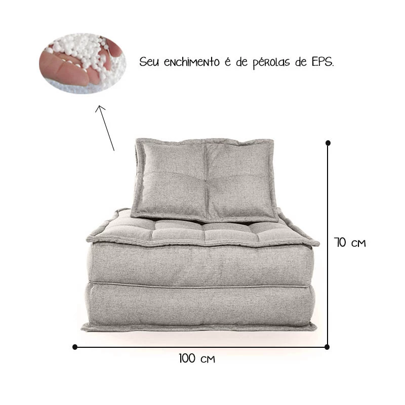 Sofá de chão Stella - Luxuosa e recheada de pérolas de EPS - Cor bege