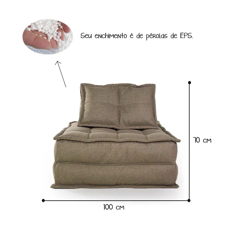 Sofá de chão Stella - poltrona leve e elegante - cor tabaco