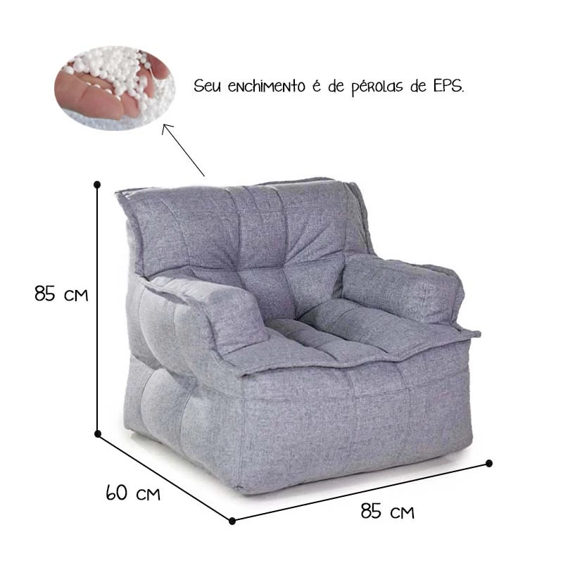 Puff Poltrono - Com enchimento de Pérolas de eps