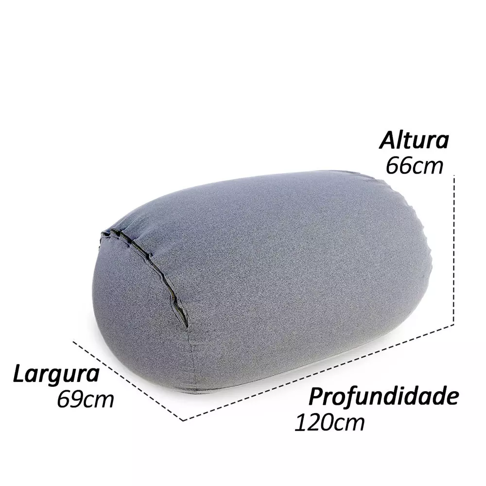 Puff Rollo - Sensorial e versátil com enchimento cor cinza