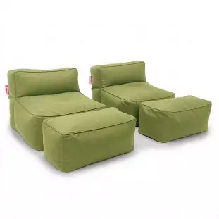 Kit Duplo Puff Brisa com Apoio - Kit para Área Externa - Cor Verde