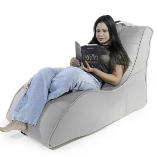 Chaise Lounge Charlotte - Puff feito em tecido Sued/perolas de EPS