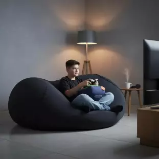 Puff Rollo - Sensorial e versátil com enchimento cor preto