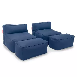 Kit Duplo Puff Brisa com Apoio - Kit para Área Externa - Cor Azul
