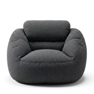 Poltrona Núcleo Elegante e luxuosa Enchimento Pérolas 3mm Pufe Macio Cinza