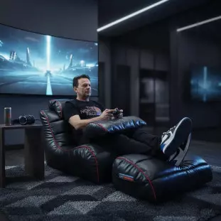 Kit Gamer Completo Arcade Poltrona e Apoios com Enchimento de Perolas e Impermeável
