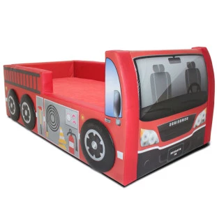 Cama Carro Bombeiro Solteiro estofada - Vermelha