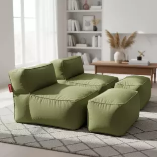 Kit Duplo Puff Brisa com Apoio - Kit para Área Externa - Cor Verde