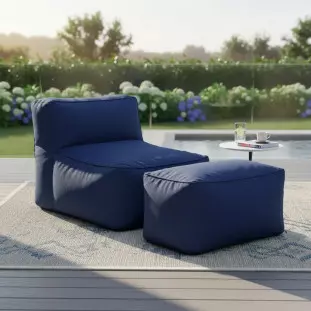 Puff Brisa com Apoio - Kit para Área Externa - Cor Azul