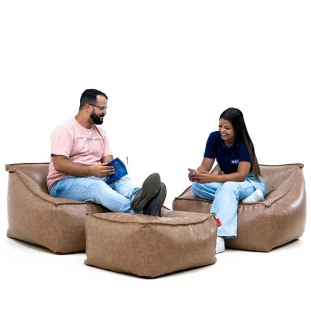 Conjunto Puff Poltrona Diana – 2 Poltronas + 1 Apoio de Pés | Conforto e Estilo
