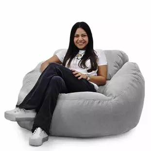 Poltrona Núcleo Elegante e luxuosa Enchimento Pérolas 3mm  Pufe Macio Bege